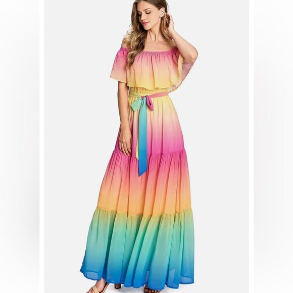 Jealous Tomato off shoulder maxi dress size M - Picture 1 of 7